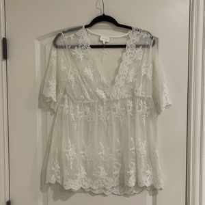 White Lace overlay shirt
